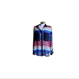 🌸 Bison Bisou Sheer Stripe Women’s Blouse Size‎ Medium🌸